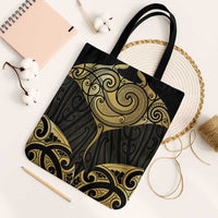 Gold Black New Zealand Manta Ray Tote Bag Aotearoa Maori Haehae LT14 Black Strap One Size Black - Polynesian Pride