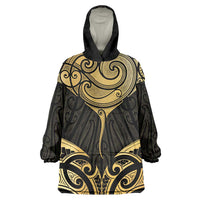 Gold Black New Zealand Manta Ray Wearable Blanket Hoodie Aotearoa Maori Haehae - Polynesian Pride