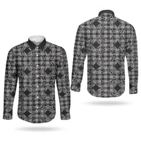 Eleele Hawaii Iwa Bird Palaka Motifs Couples Matching Off The Shoulder Long Sleeve Dress and Long Sleeve Button Shirt LT14 - Polynesian Pride