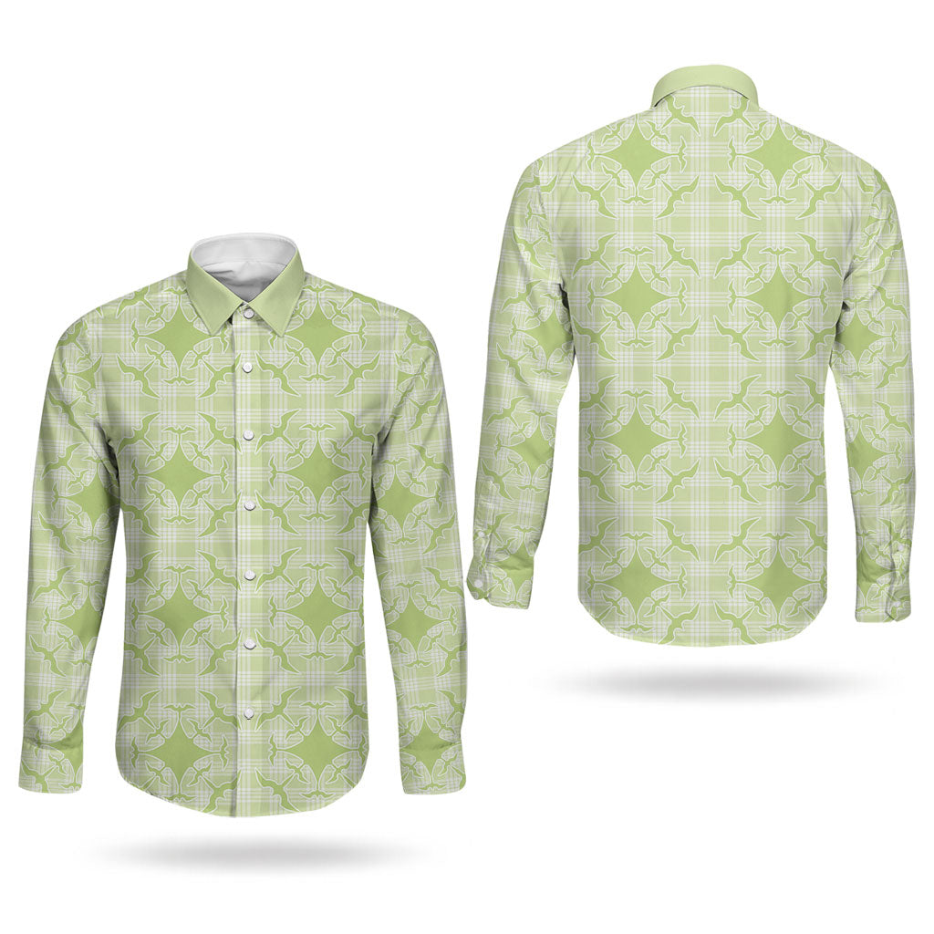 Omaomao Hawaii Iwa Bird Palaka Motifs Couples Matching Tank Maxi Dress and Long Sleeve Button Shirt LT14 - Polynesian Pride