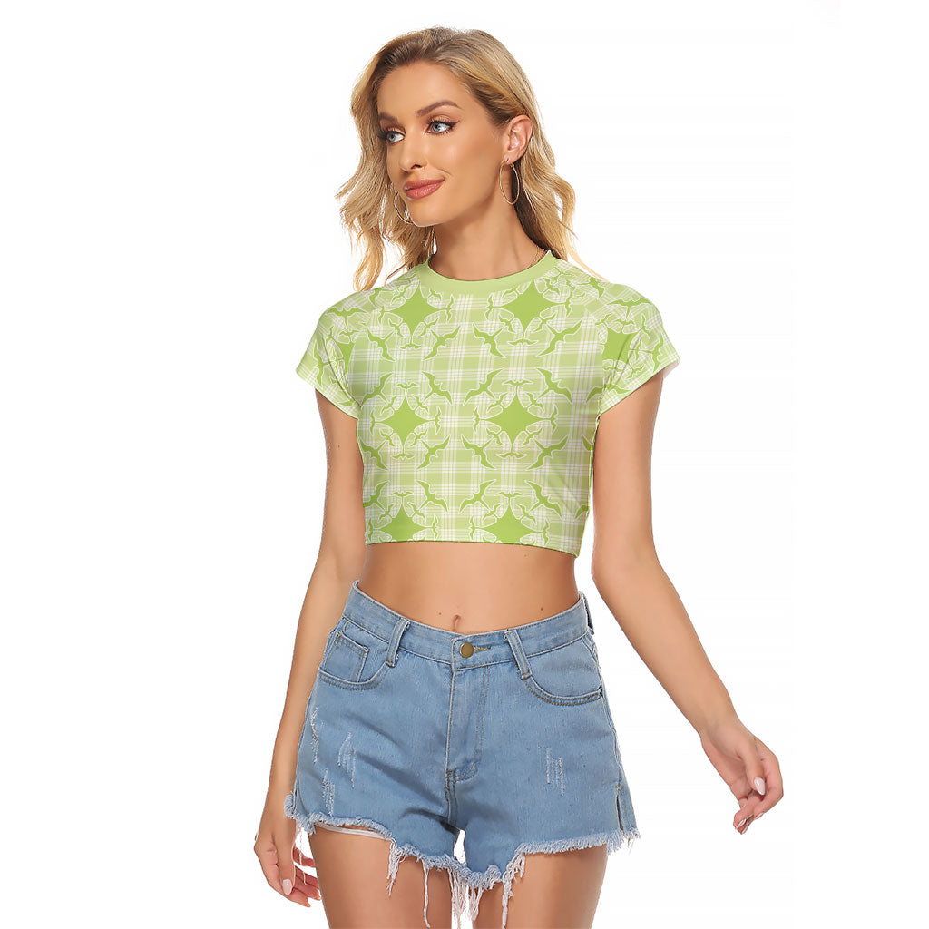 Omaomao Hawaii Iwa Bird Palaka Motifs Raglan Cropped T Shirt