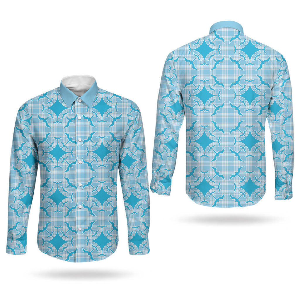 Polu Hawaii Iwa Bird Palaka Motifs Couples Matching Puletasi and Long Sleeve Button Shirt LT14 - Polynesian Pride