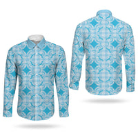 Polu Hawaii Iwa Bird Palaka Motifs Couples Matching Puletasi and Long Sleeve Button Shirt LT14 - Polynesian Pride