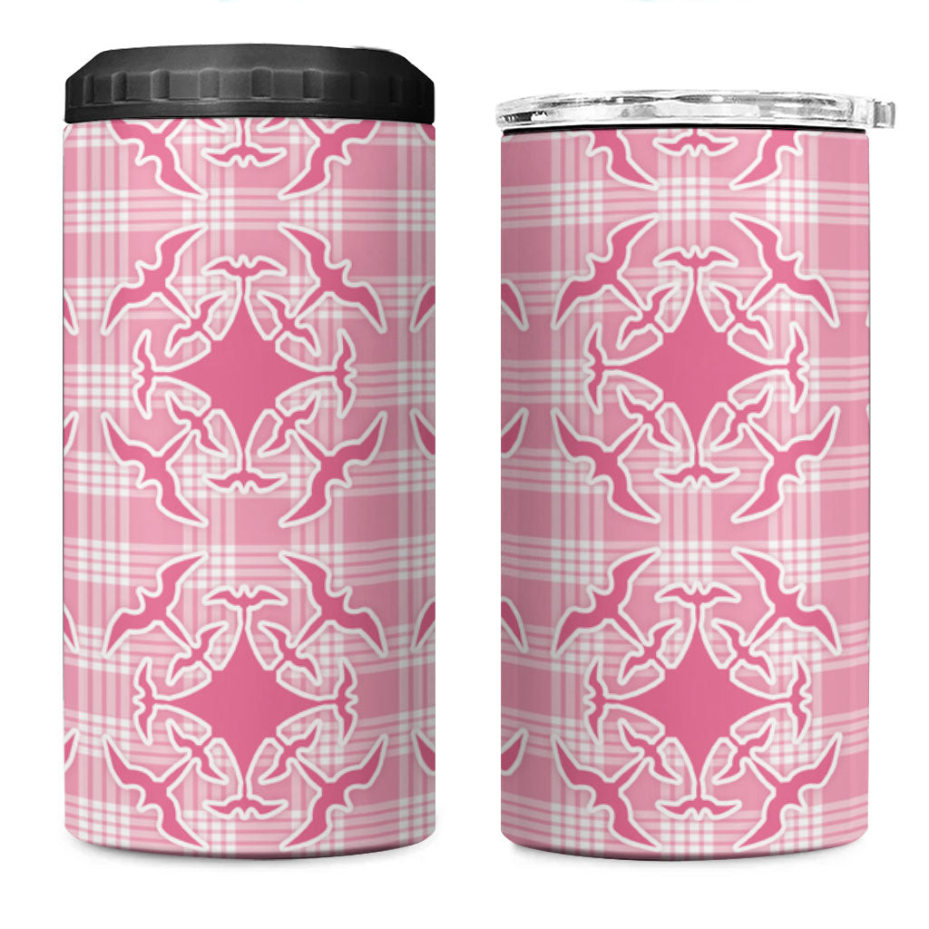 Alaka Hawaii Iwa Bird Palaka Motifs 4 in 1 Can Cooler Tumbler LT14 One Size: 16 oz Pink - Polynesian Pride