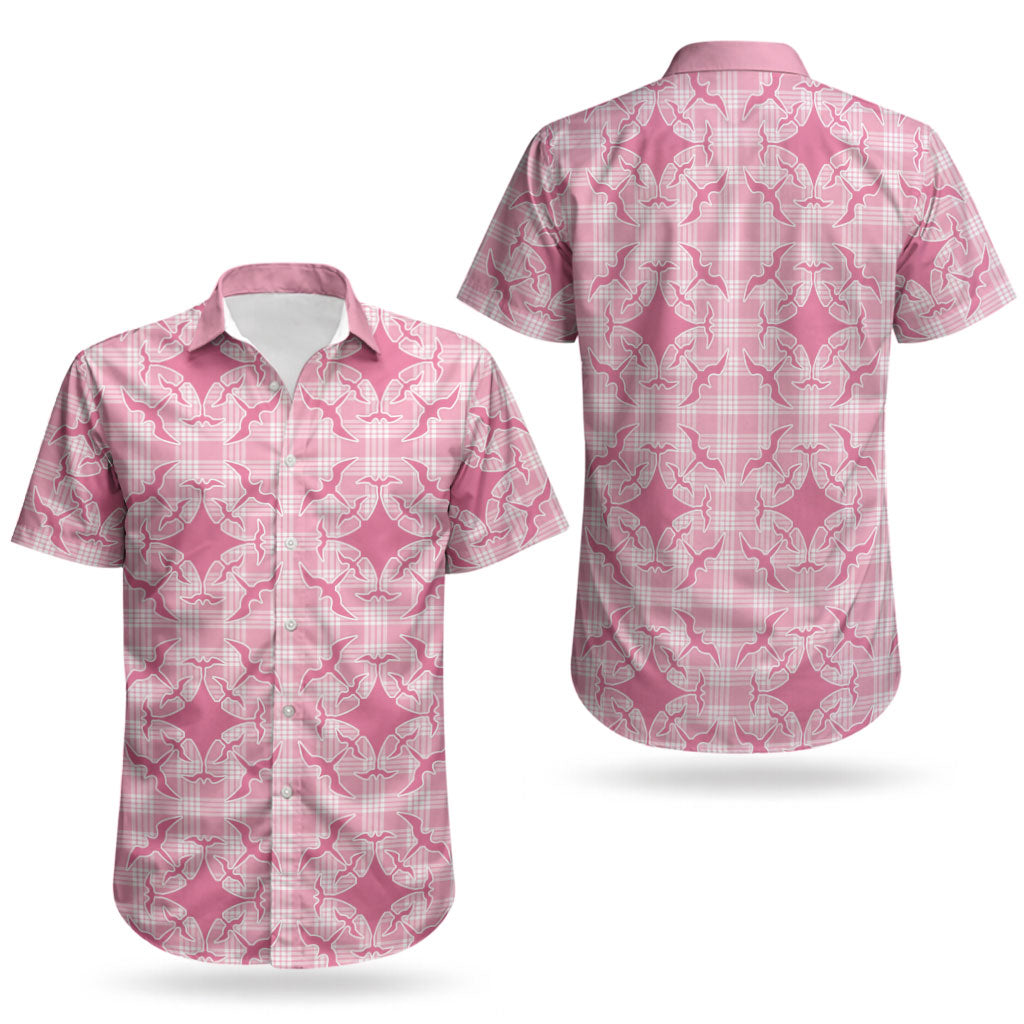 Alaka Hawaii Iwa Bird Palaka Motifs Couples Matching Off Shoulder Short Dress and Hawaiian Shirt LT14 - Polynesian Pride