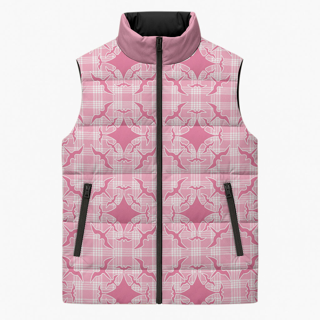 Alaka Hawaii Iwa Bird Palaka Motifs Sleeveless Puffer Jacket LT14 Unisex Pink - Polynesian Pride