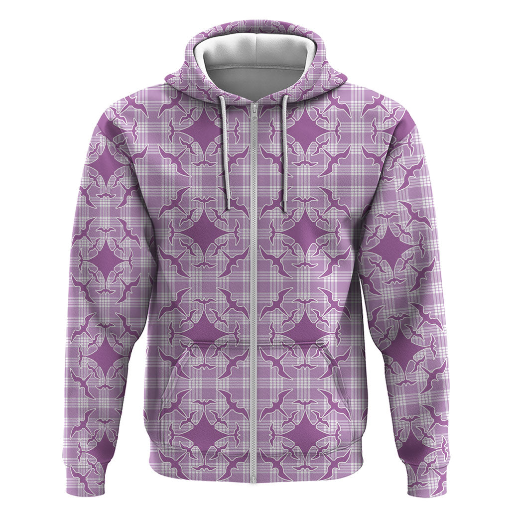 Poni Hawaii Iwa Bird Palaka Motifs Hoodie LT14 Zip Hoodie Purple - Polynesian Pride
