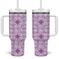 Poni Hawaii Iwa Bird Palaka Motifs Tumbler With Handle LT14 One Size: 40 oz Purple - Polynesian Pride