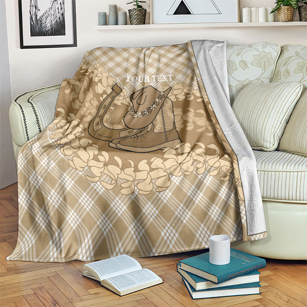 Makue Hawaii Cowboy Palaka Motifs Personalised Blanket Paniolo Festival Puakenikeni Lei