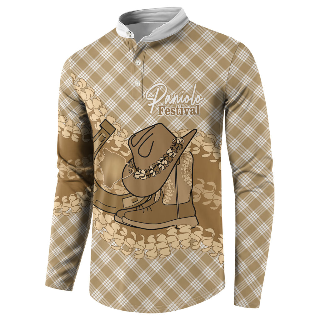 Makue Hawaii Cowboy Palaka Motifs Personalised Button Sweatshirt Paniolo Festival Puakenikeni Lei LT14 - Polynesian Pride