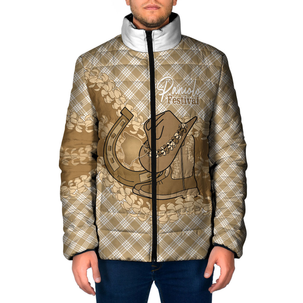 Makue Hawaii Cowboy Palaka Motifs Personalised Padded Jacket Paniolo Festival Puakenikeni Lei