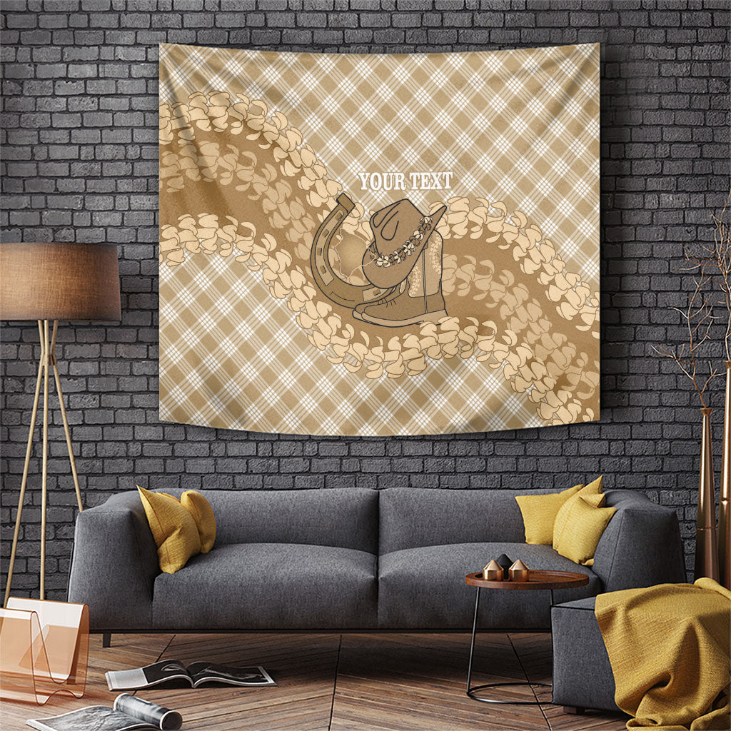 Makue Hawaii Cowboy Palaka Motifs Personalised Tapestry Paniolo Festival Puakenikeni Lei