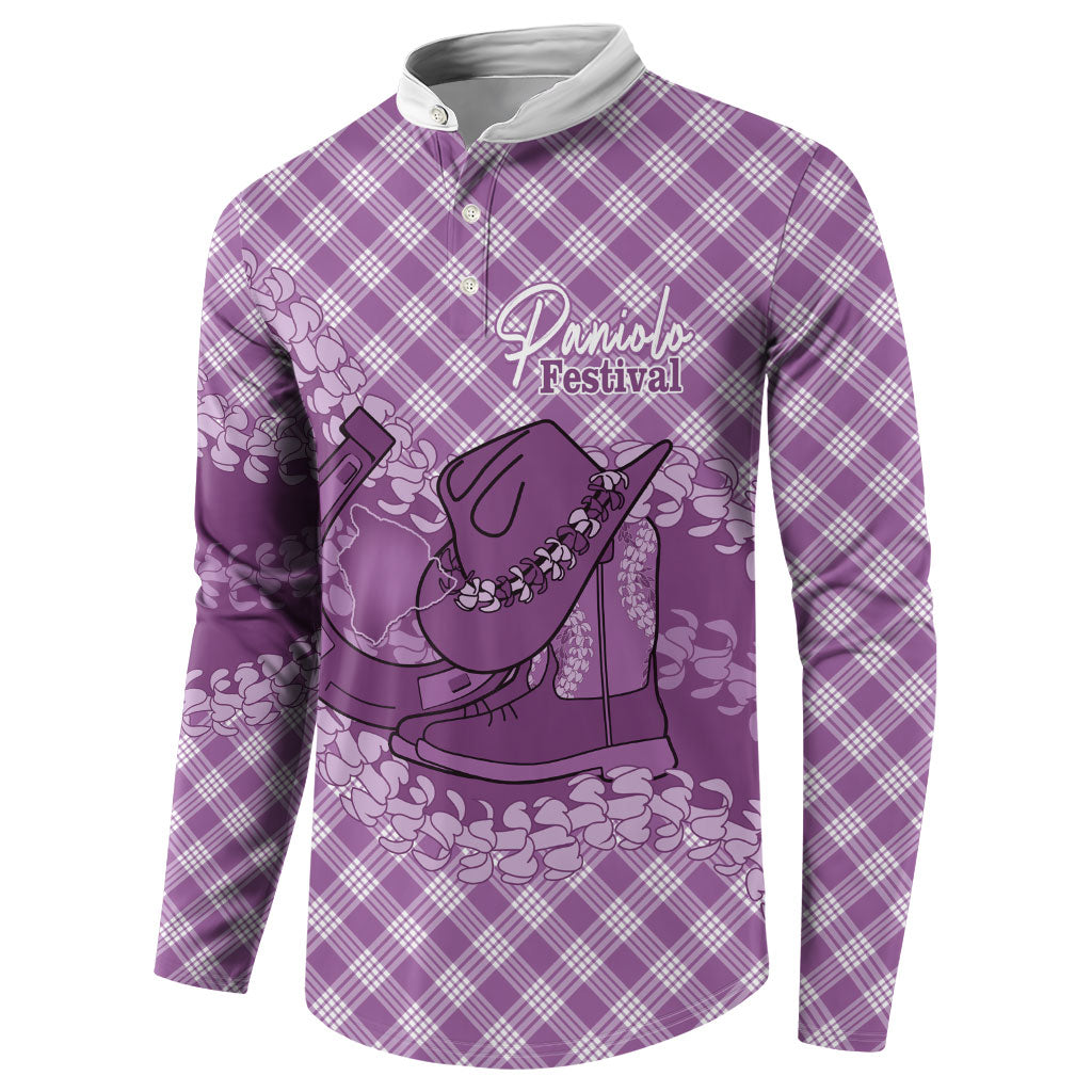 Poni Hawaii Cowboy Palaka Motifs Personalised Button Sweatshirt Paniolo Festival Puakenikeni Lei LT14 - Polynesian Pride