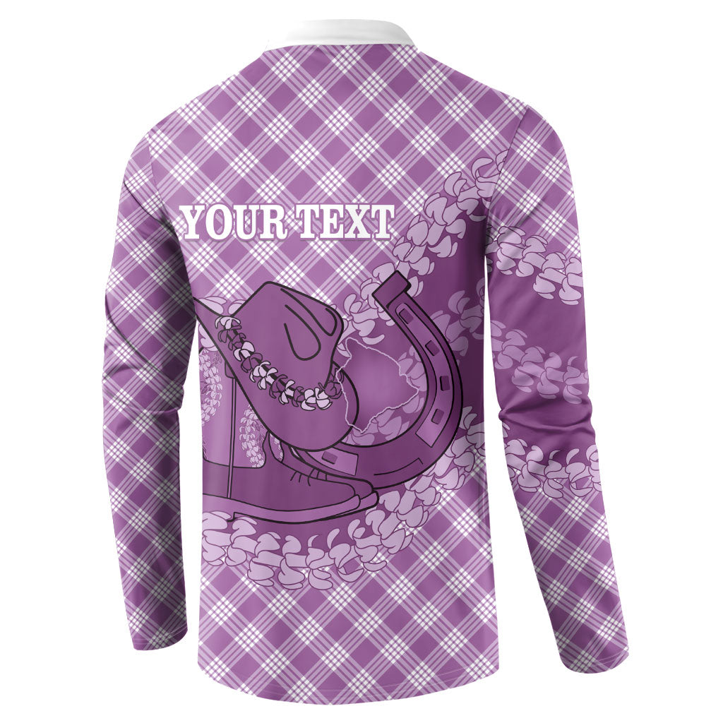 Poni Hawaii Cowboy Palaka Motifs Personalised Button Sweatshirt Paniolo Festival Puakenikeni Lei LT14 - Polynesian Pride
