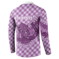 Poni Hawaii Cowboy Palaka Motifs Personalised Button Sweatshirt Paniolo Festival Puakenikeni Lei LT14 - Polynesian Pride