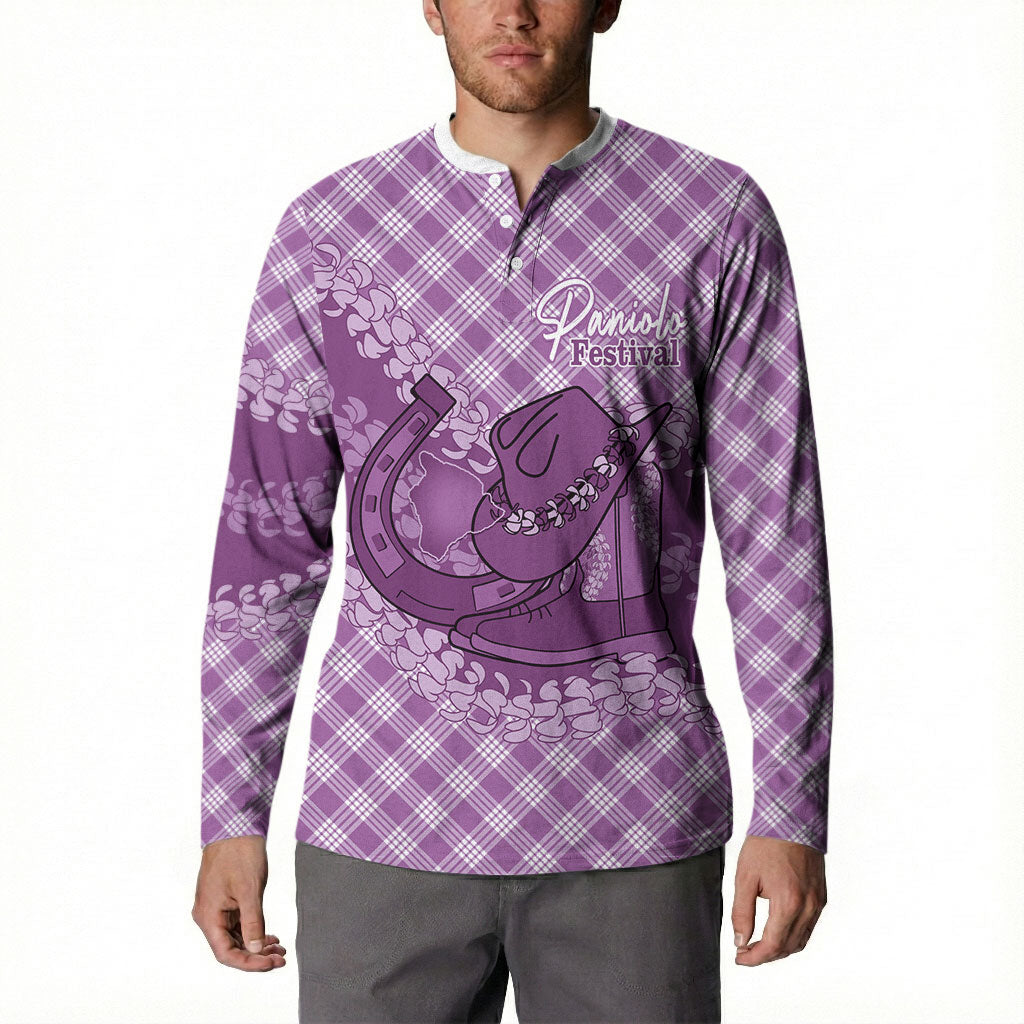 Poni Hawaii Cowboy Palaka Motifs Personalised Button Sweatshirt Paniolo Festival Puakenikeni Lei LT14 - Polynesian Pride
