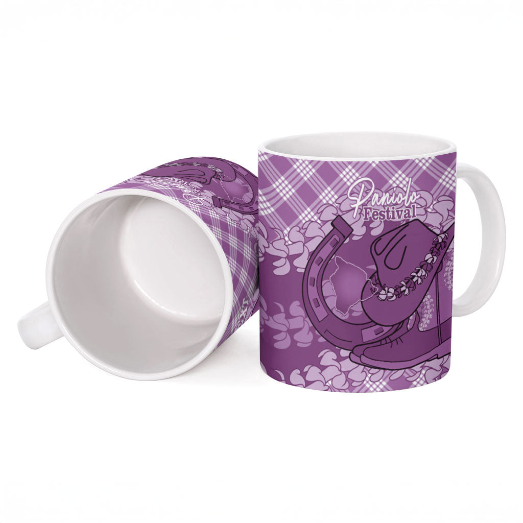Poni Hawaii Cowboy Palaka Motifs Personalised Ceramic Mug Paniolo Festival Puakenikeni Lei LT14 - Polynesian Pride