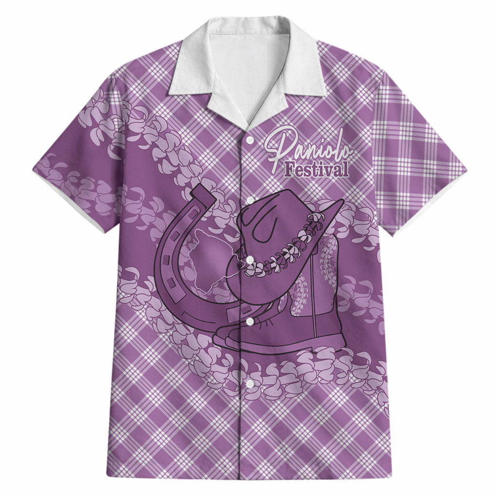 Poni Hawaii Cowboy Palaka Motifs Personalised Hawaiian Shirt Paniolo Festival Puakenikeni Lei LT14 Purple - Polynesian Pride