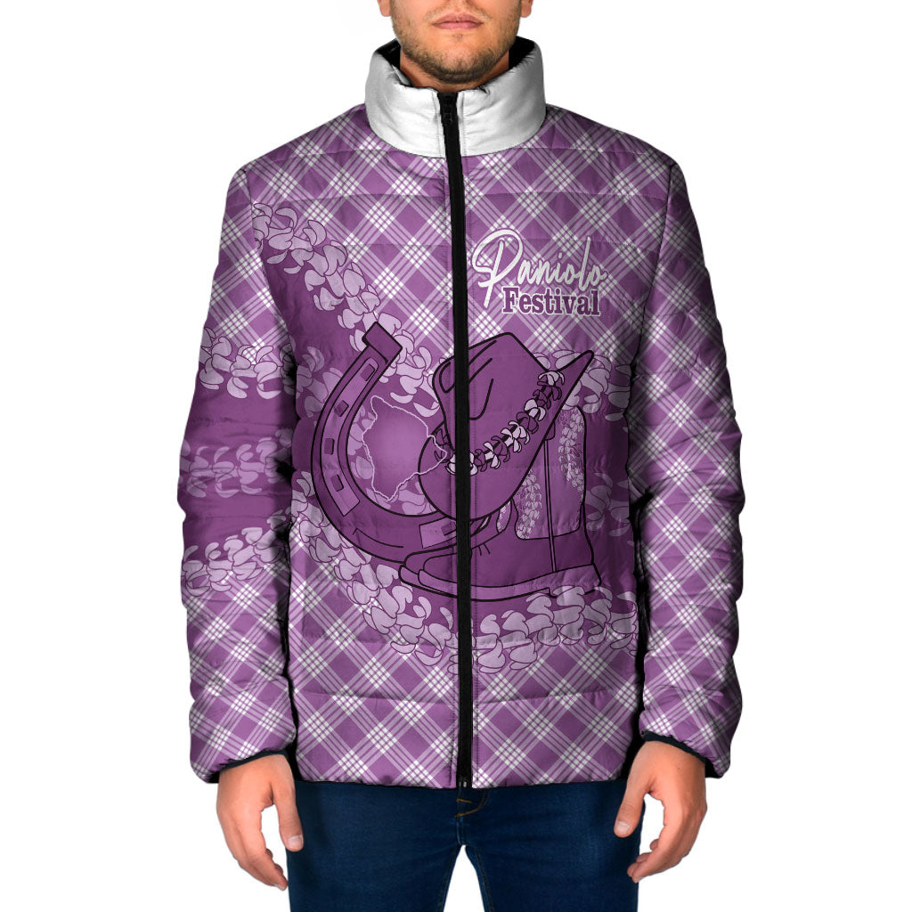 Poni Hawaii Cowboy Palaka Motifs Personalised Padded Jacket Paniolo Festival Puakenikeni Lei