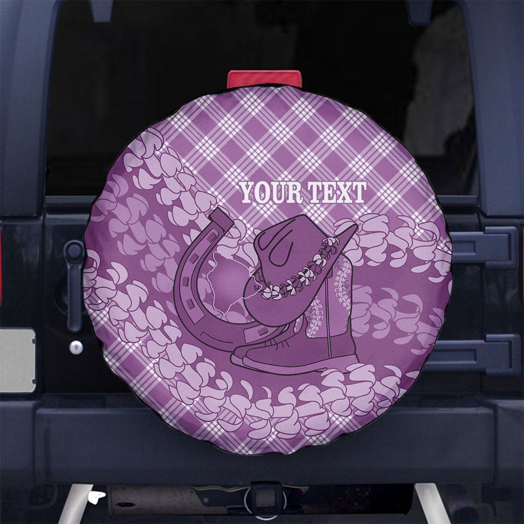 Poni Hawaii Cowboy Palaka Motifs Personalised Spare Tire Cover Paniolo Festival Puakenikeni Lei LT14 No hole Purple - Polynesian Pride