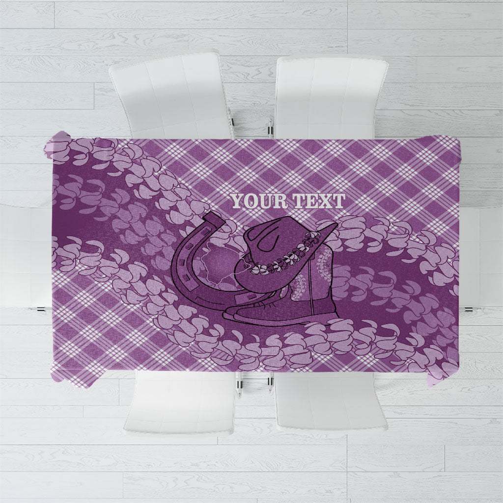 Poni Hawaii Cowboy Palaka Motifs Personalised Tablecloth Paniolo Festival Puakenikeni Lei LT14 Purple - Polynesian Pride
