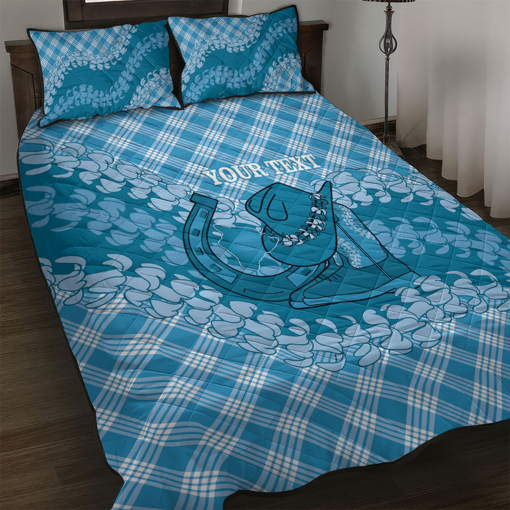 Polu Hawaii Cowboy Palaka Motifs Personalised Quilt Bed Set Paniolo Festival Puakenikeni Lei