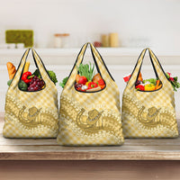 Melemele Hawaii Cowboy Palaka Motifs Personalised Grocery Bag Paniolo Festival Puakenikeni Lei LT14 3-pack One Size Yellow - Polynesian Pride