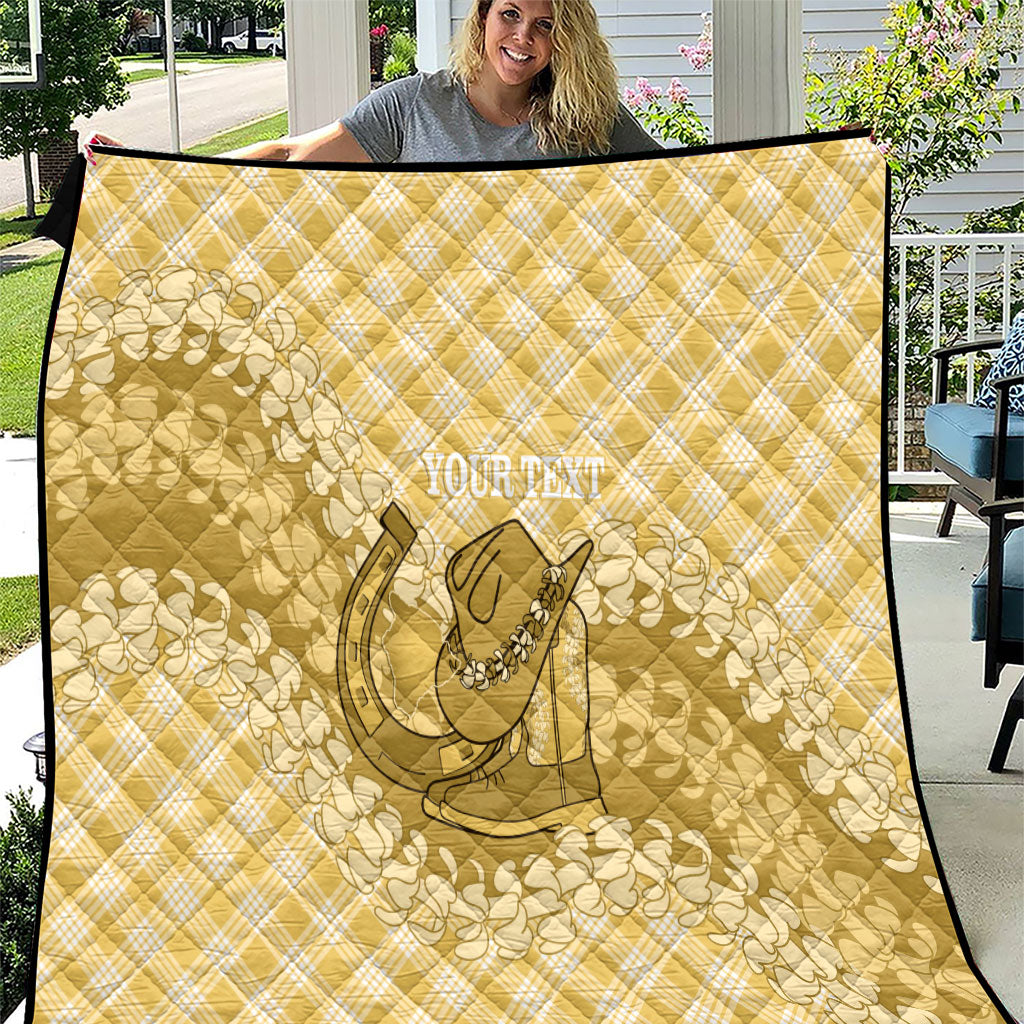 Melemele Hawaii Cowboy Palaka Motifs Personalised Quilt Paniolo Festival Puakenikeni Lei