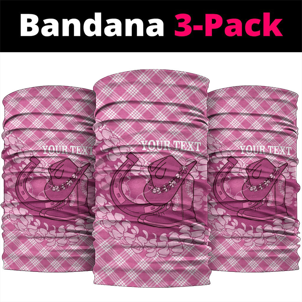Alaka Hawaii Cowboy Palaka Motifs Personalised Neck Gaiter Paniolo Festival Puakenikeni Lei LT14 package One Size: 25*50cm Pink - Polynesian Pride