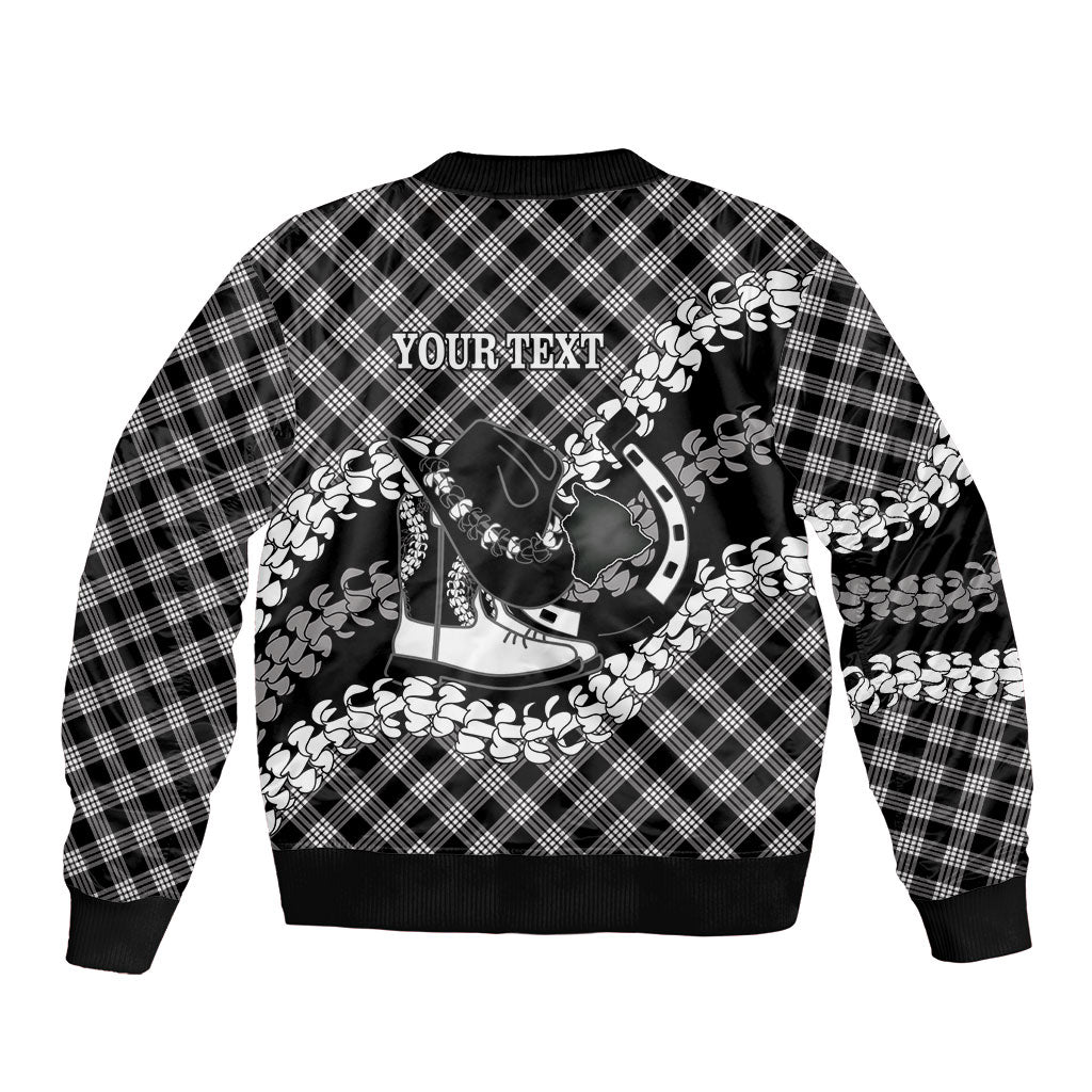 Eleele Hawaii Cowboy Palaka Motifs Personalised Bomber Jacket Paniolo Festival Puakenikeni Lei LT14 - Polynesian Pride