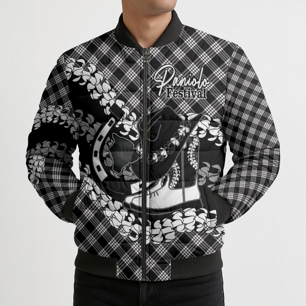Eleele Hawaii Cowboy Palaka Motifs Personalised Bomber Puffer Jacket Paniolo Festival Puakenikeni Lei LT14 - Polynesian Pride