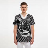 Eleele Hawaii Cowboy Palaka Motifs Personalised Scrub Top Paniolo Festival Puakenikeni Lei LT14 - Polynesian Pride