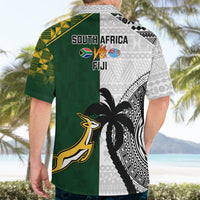 South Africa And Fiji Rugby Hawaiian Shirt 2023 World Cup Fijian Tapa With Kente Pattern LT14 - Polynesian Pride