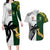 Custom South Africa And Fiji Rugby Couples Matching Long Sleeve Bodycon Dress and Hawaiian Shirt 2023 World Cup Fijian Tapa With Kente Pattern LT14 Green - Polynesian Pride