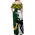 Custom South Africa And Fiji Rugby Off Shoulder Maxi Dress 2023 World Cup Fijian Tapa With Kente Pattern LT14 - Polynesian Pride