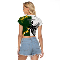 Custom South Africa And Fiji Rugby Raglan Cropped T Shirt 2023 World Cup Fijian Tapa With Kente Pattern LT14 - Polynesian Pride