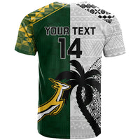 Custom South Africa And Fiji Rugby T Shirt 2023 World Cup Fijian Tapa With Kente Pattern LT14 - Polynesian Pride