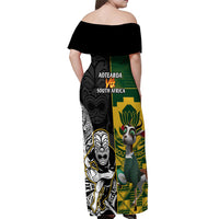 South Africa And Aotearoa Rugby Off Shoulder Maxi Dress 2023 Springboks Kente Combine All Black Maori Fern LT14 - Polynesian Pride