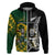 Custom South Africa And Aotearoa Rugby Hoodie 2023 Springboks Kente Combine All Black Maori Fern LT14 Zip Hoodie Green - Polynesian Pride