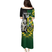 Custom South Africa And Aotearoa Rugby Puletasi 2023 Springboks Kente Combine All Black Maori Fern LT14 - Polynesian Pride