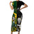 Custom South Africa And Aotearoa Rugby Short Sleeve Bodycon Dress 2023 Springboks Kente Combine All Black Maori Fern LT14 Long Dress Green - Polynesian Pride