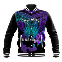 Suicide Awareness Your Story Is Not Over Yet Baseball Jacket Polynesian Butterfly Tattoo LT14 Unisex Purple - Polynesian Pride