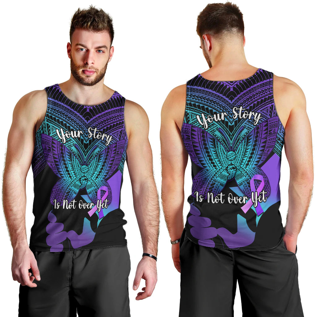 Suicide Awareness Your Story Is Not Over Yet Men Tank Top Polynesian Butterfly Tattoo LT14 - Polynesian Pride