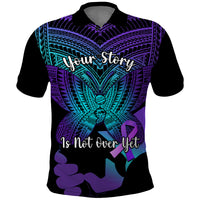 Suicide Awareness Your Story Is Not Over Yet Polo Shirt Polynesian Butterfly Tattoo LT14 Purple - Polynesian Pride