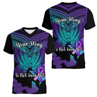 Suicide Awareness Your Story Is Not Over Yet Women V Neck T Shirt Polynesian Butterfly Tattoo LT14 - Polynesian Pride