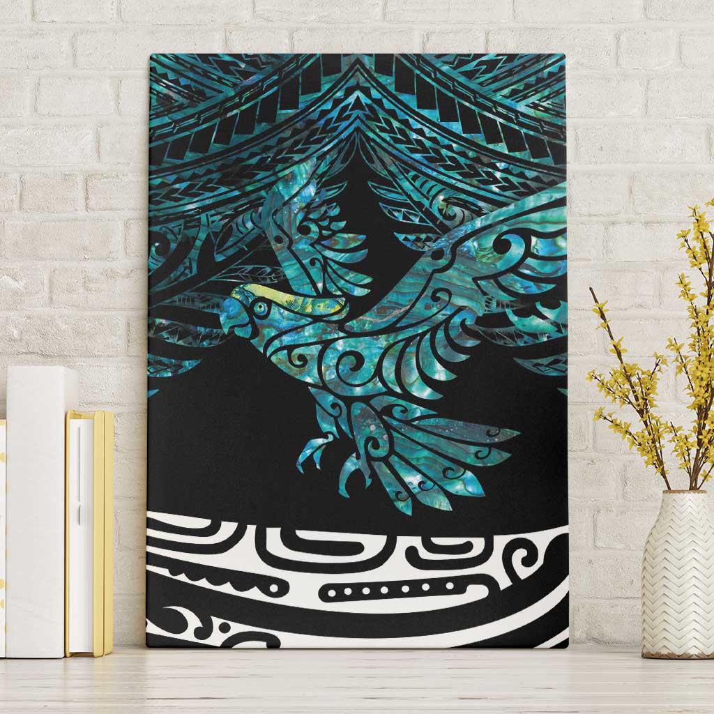 New Zealand Sulphur-crested Cockatoo Canvas Wall Art Aotearoa Maori Mix Paua Shell