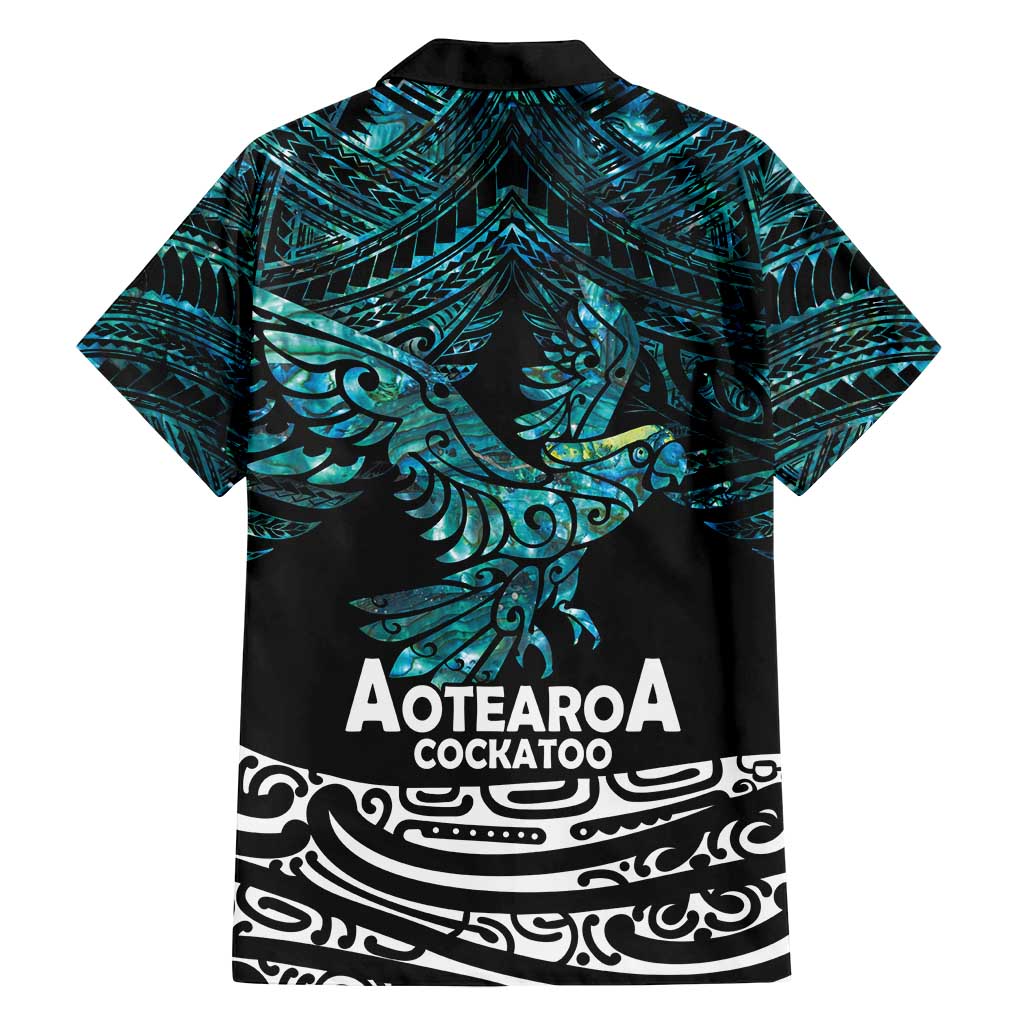 New Zealand Sulphur-crested Cockatoo Family Matching Off Shoulder Maxi Dress and Hawaiian Shirt Aotearoa Maori Mix Paua Shell LT14 - Polynesian Pride