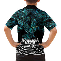 New Zealand Sulphur-crested Cockatoo Family Matching Off Shoulder Short Dress and Hawaiian Shirt Aotearoa Maori Mix Paua Shell LT14 - Polynesian Pride