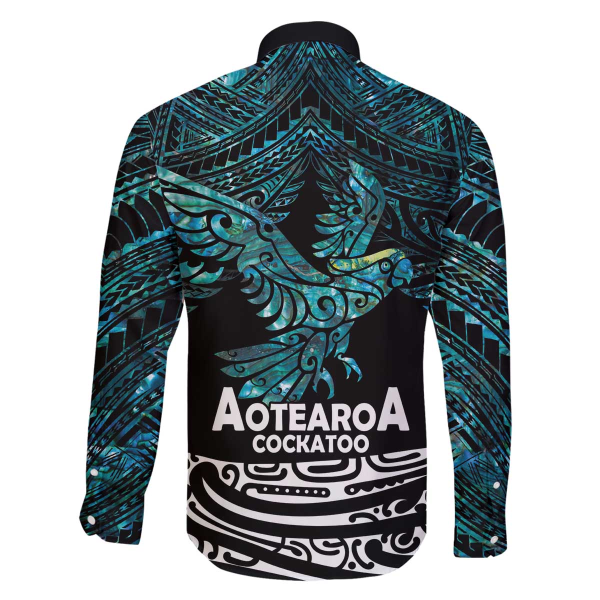 New Zealand Sulphur-crested Cockatoo Family Matching Off Shoulder Short Dress and Hawaiian Shirt Aotearoa Maori Mix Paua Shell LT14 - Polynesian Pride