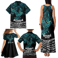 New Zealand Sulphur-crested Cockatoo Family Matching Tank Maxi Dress and Hawaiian Shirt Aotearoa Maori Mix Paua Shell LT14 - Polynesian Pride